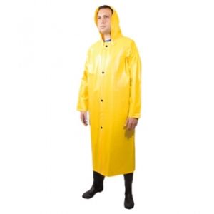 Impermeable tipo gabardina amarilla larga ligera